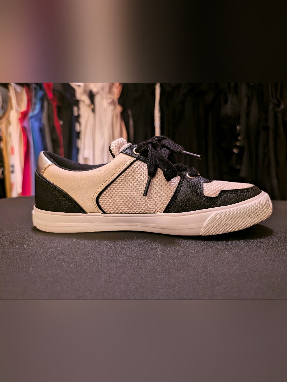Guess Women's Black and Cream Low-Top Sneakers - Picture 6 of 8